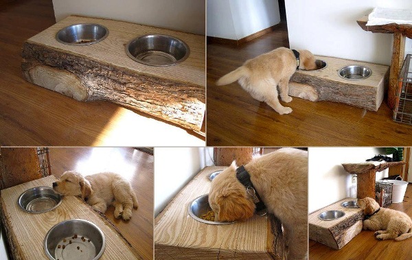 Wood-Dog-Dish-Holder