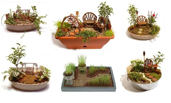 Jardinera de miniaturas de jardín