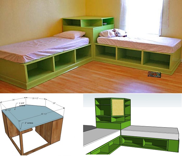 Goodshomedesign, 2 Twin Beds With Corner Unit