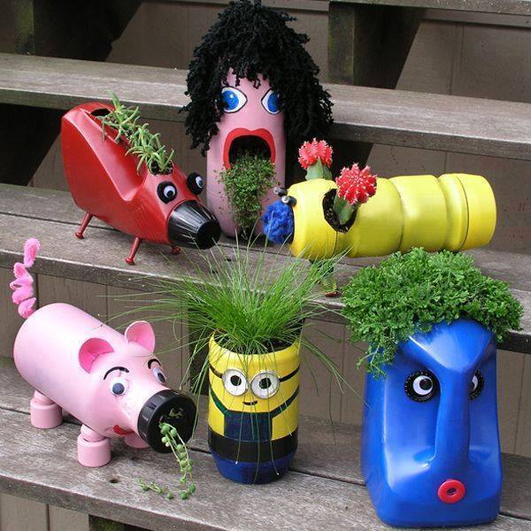 DIY super cute planters from plastic bottles