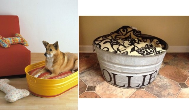 Galvanized-metal-tub-dog-bed