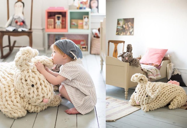 Learn-how-to-knit-giant-bunnies-using-your-arms
