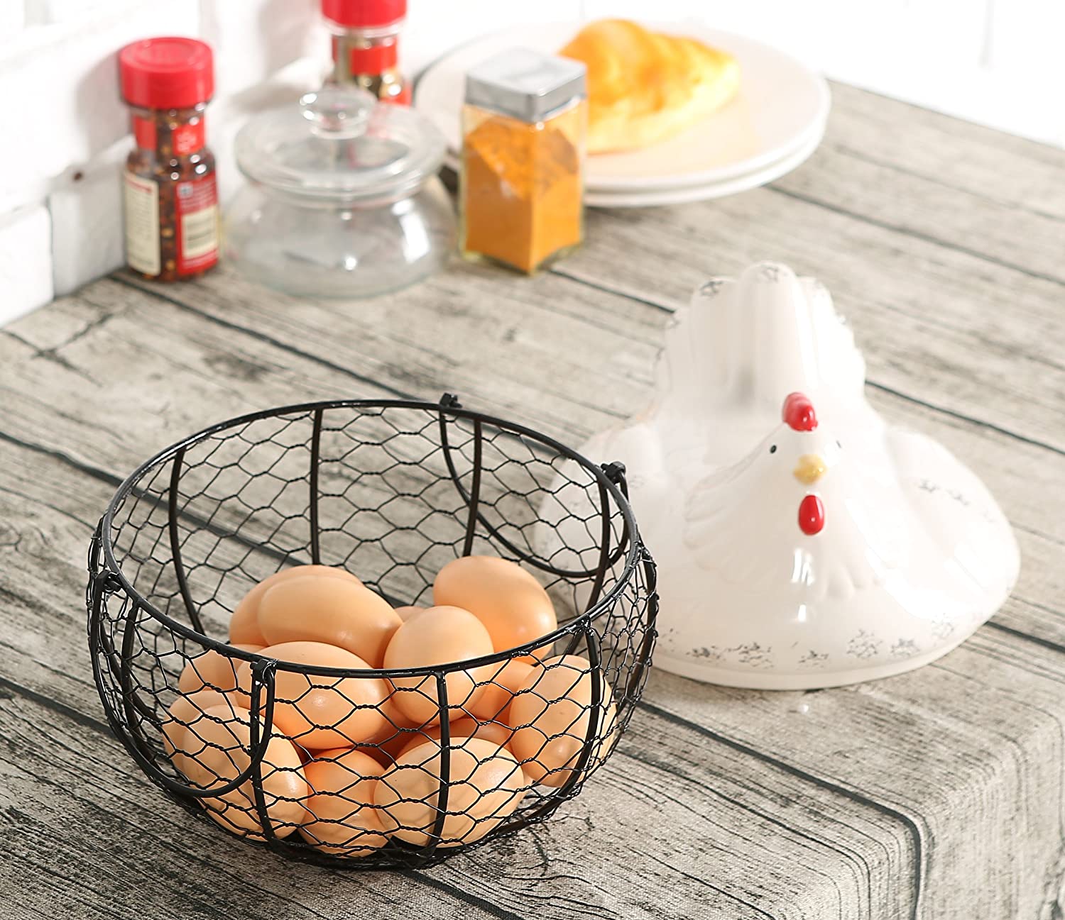 St@llion Chrome Plated Chicken Shaped Wire Egg Storage Basket Holder Rack 