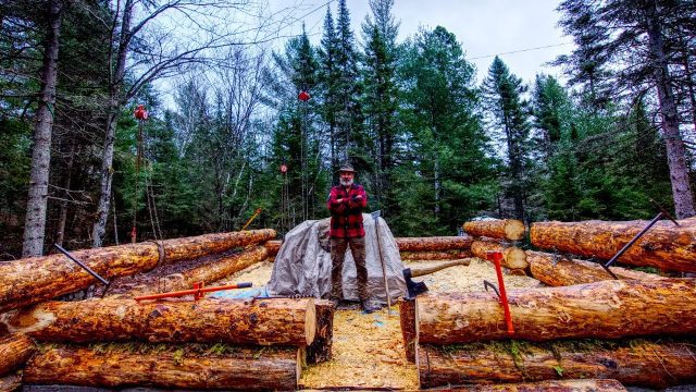 Building an Off Grid Log Cabin Alone in the Wilderness